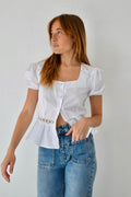 Blusa Roma de manga corta blanca