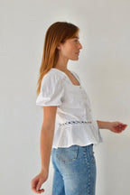 Blusa Roma de manga corta blanca