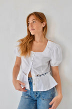 Blusa Roma de manga corta blanca