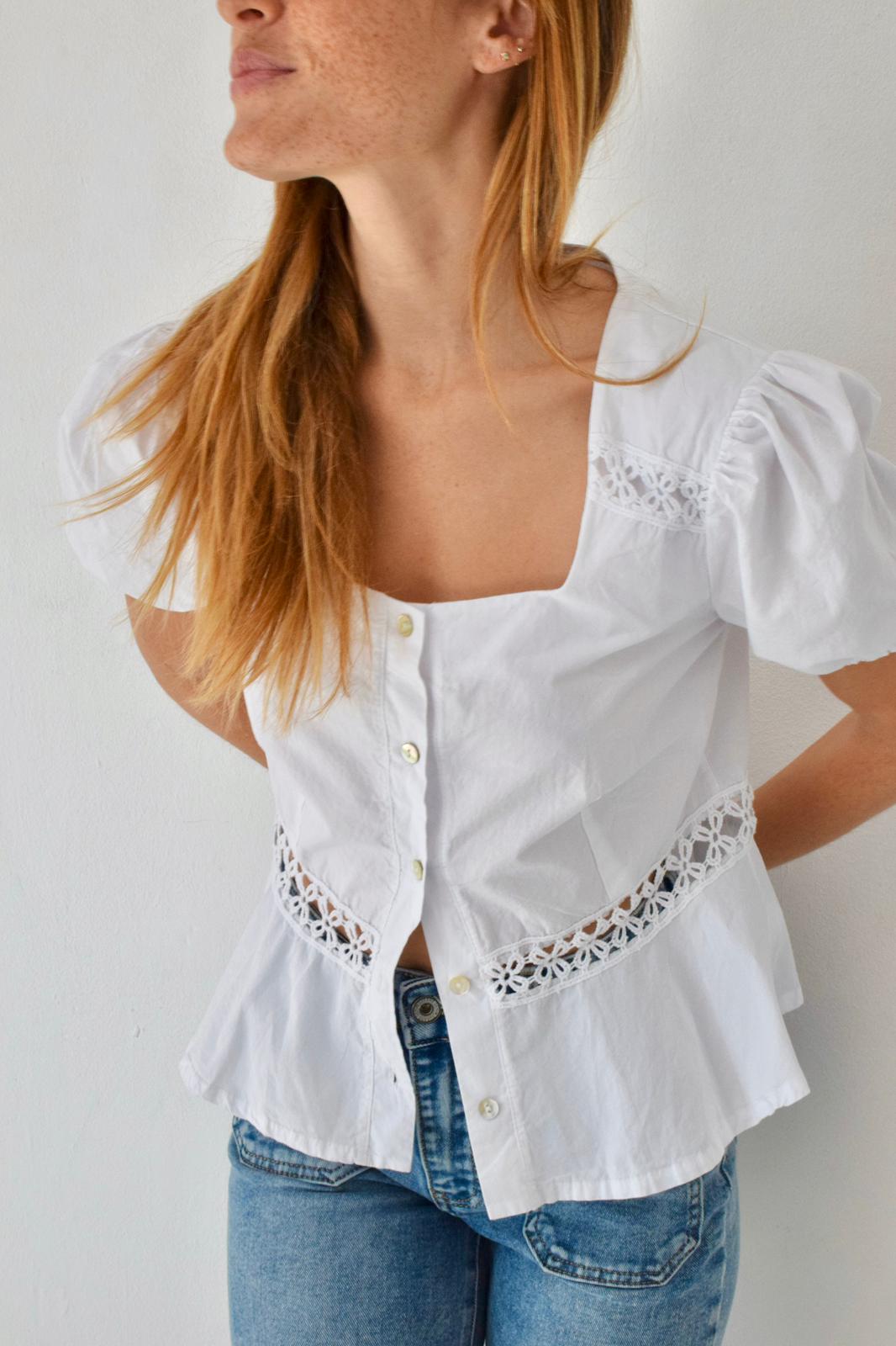 Blusa Roma de manga corta blanca