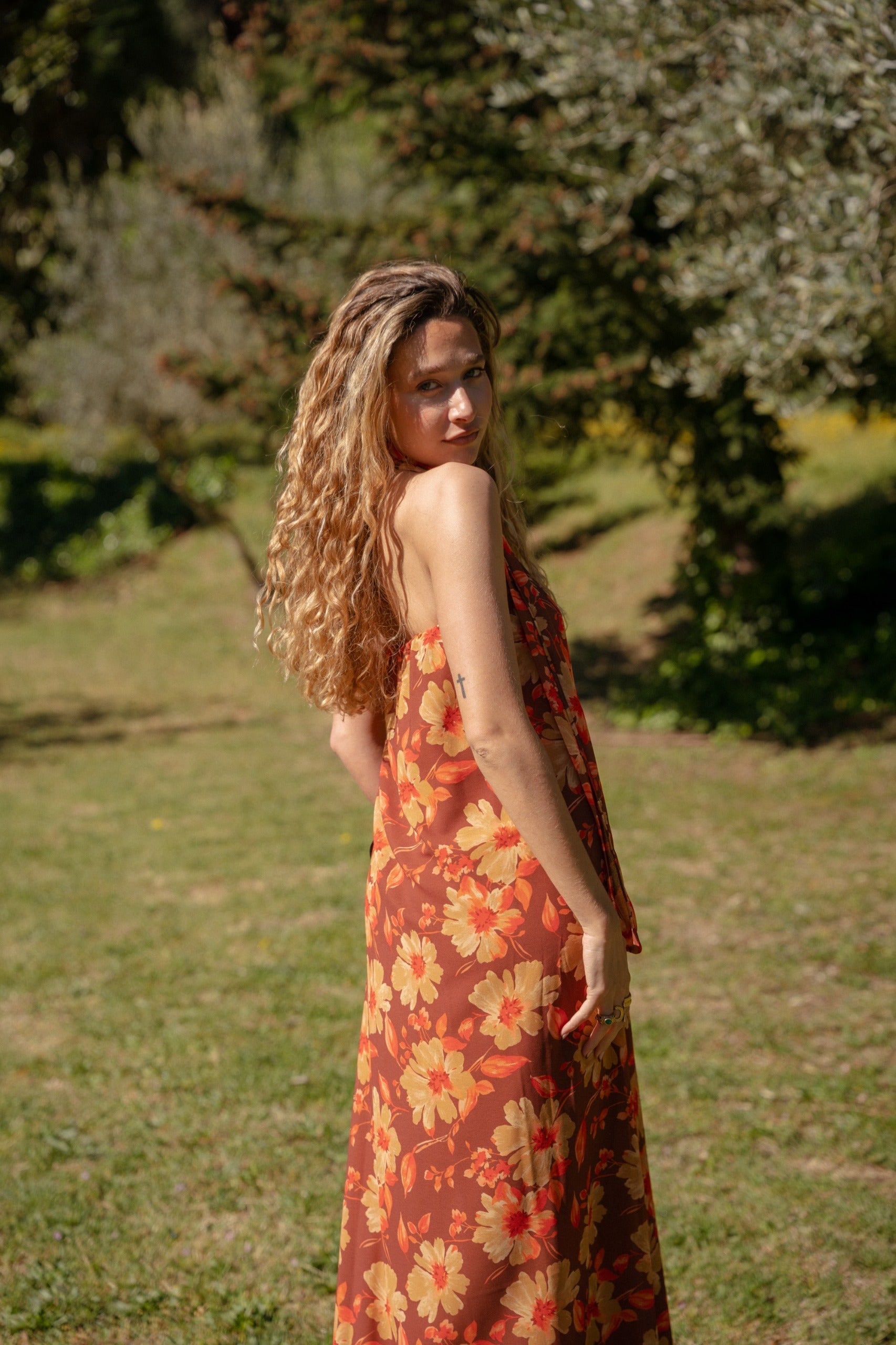 Robe Sara Fleurs Marron