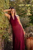 Vestido Kala Lunares Burdeos