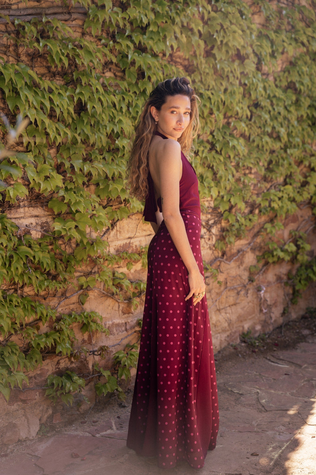 Vestido Kala Lunares Burdeos