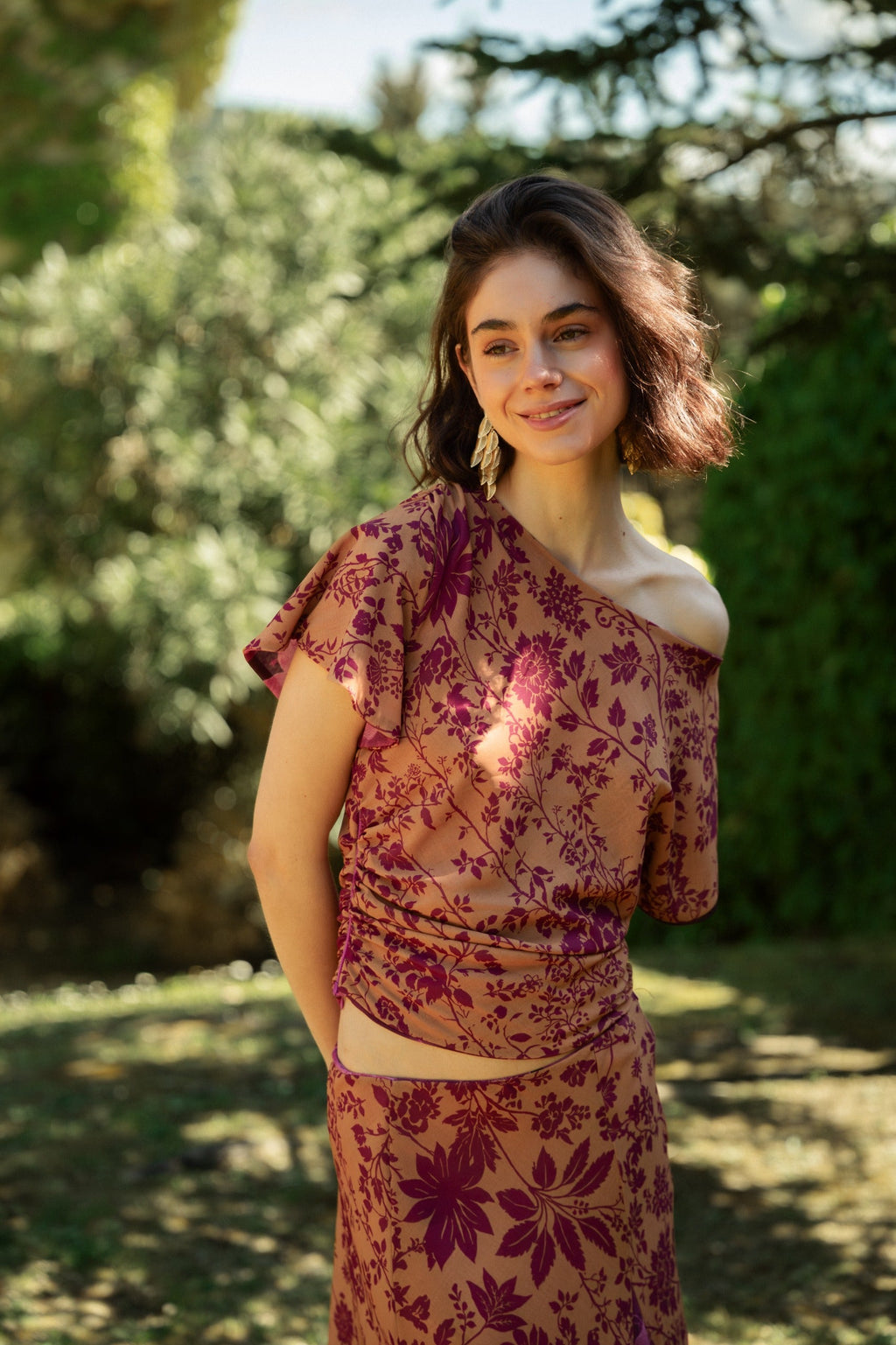 Top Jimena Reversible Buganvilla Y Ocre