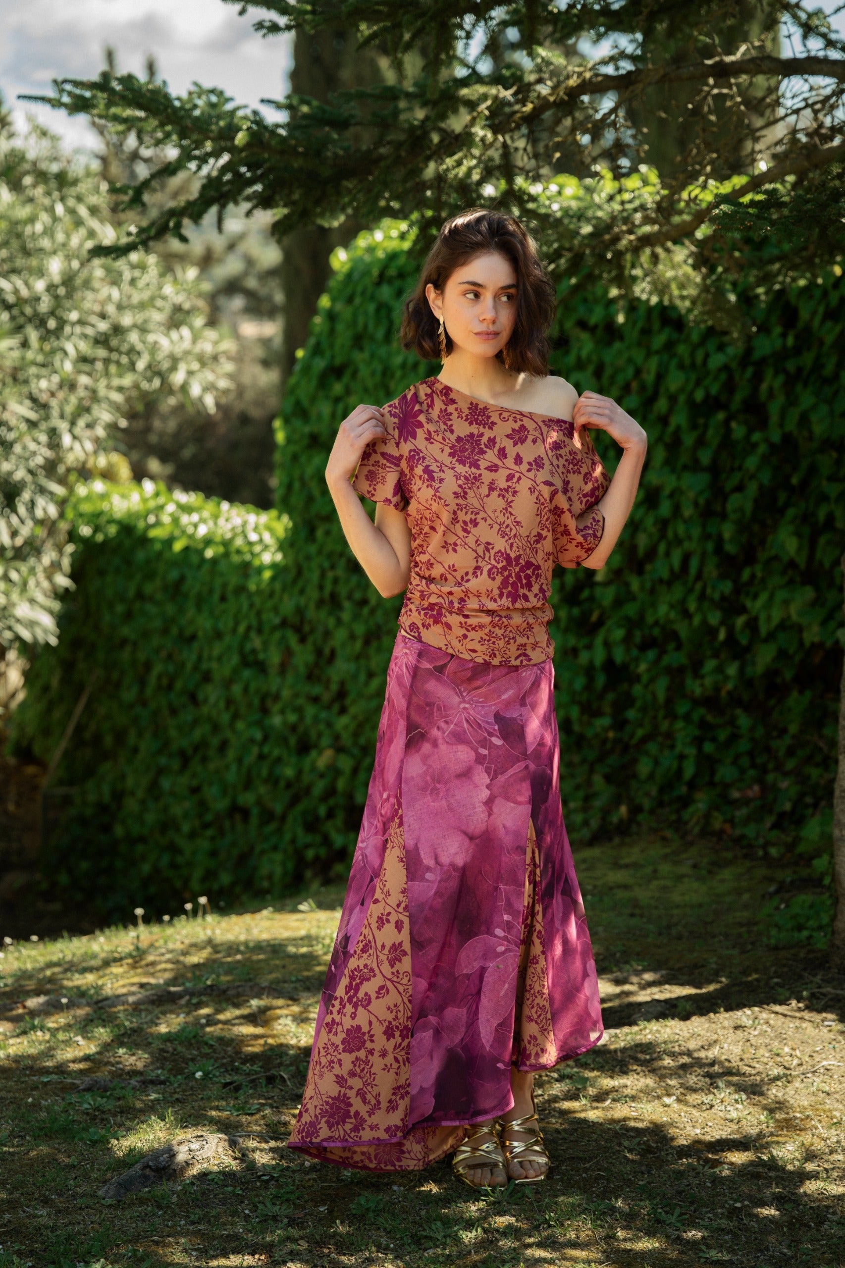 Top Jimena Reversible Buganvilla Y Ocre