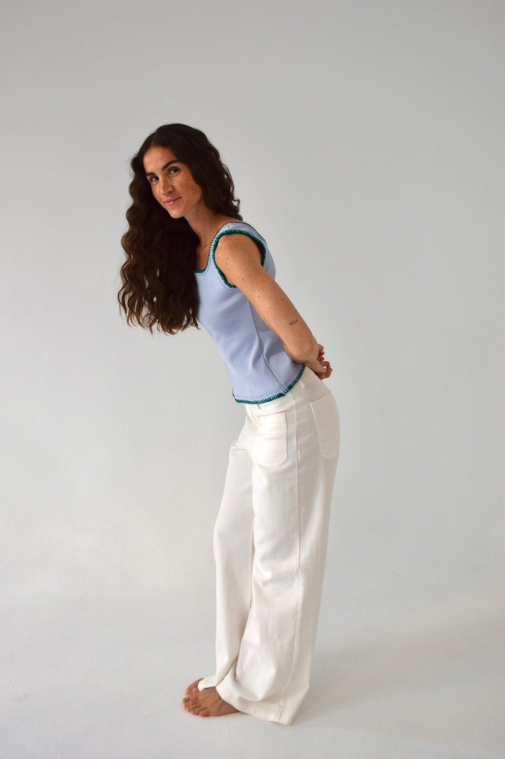 Top Miriam Bleu Clair y Vert