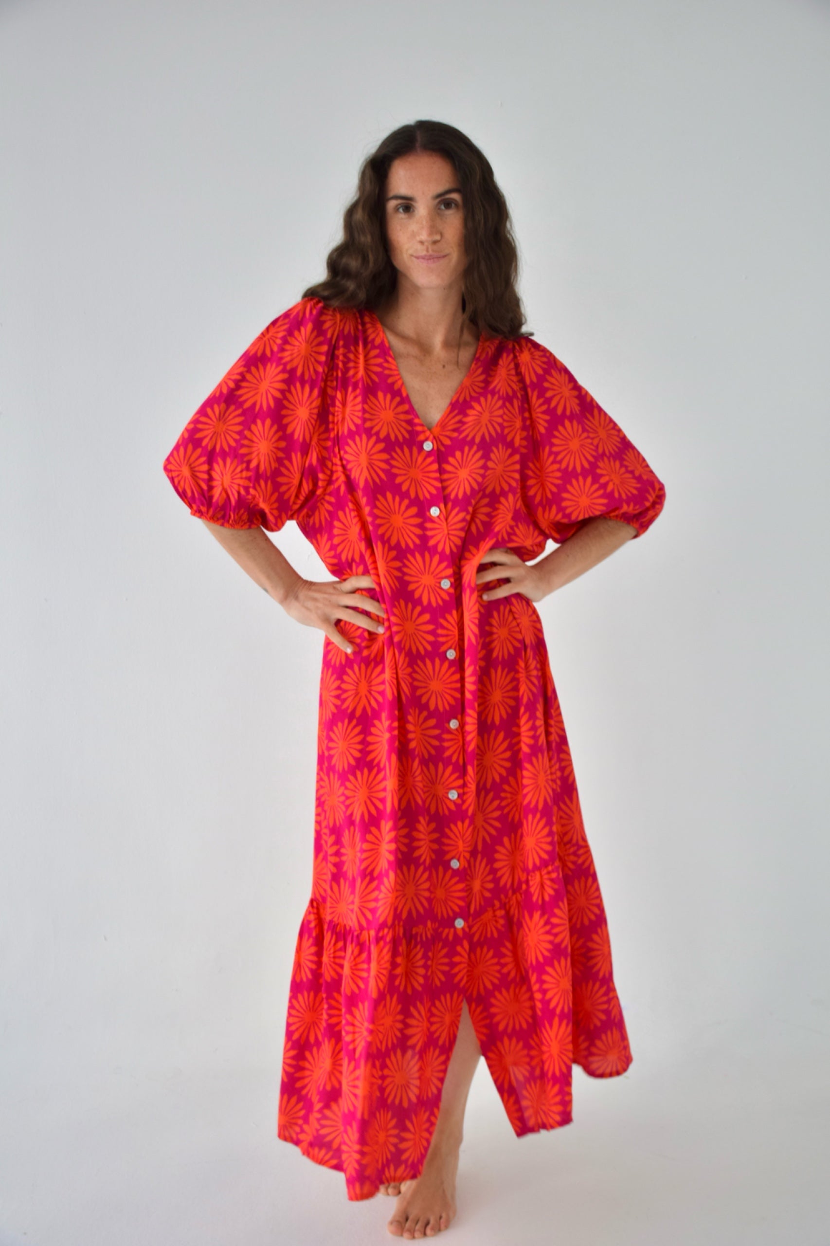 Vestido Mica Flores Rosa