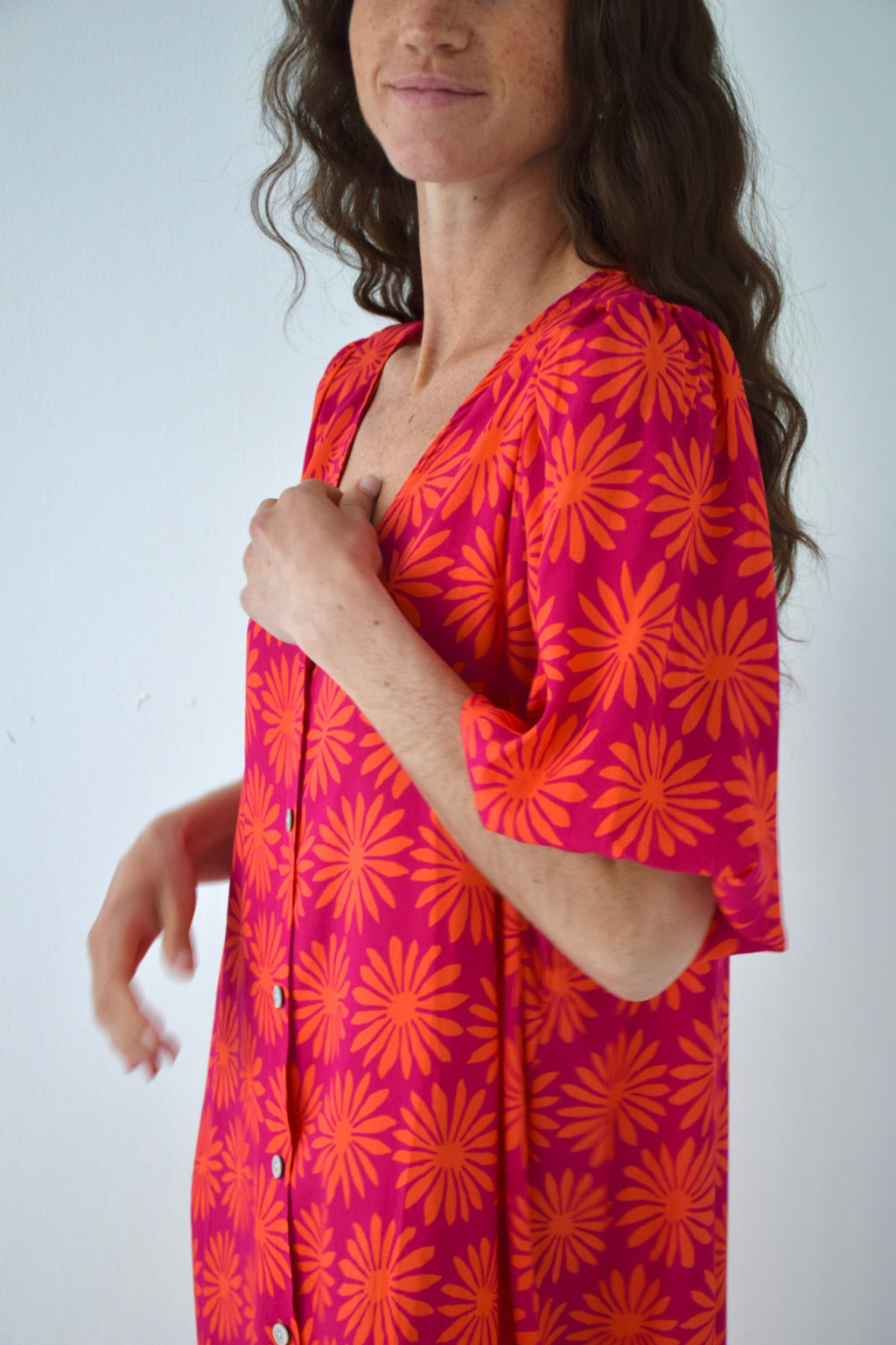 Vestido Mica Flores Rosa