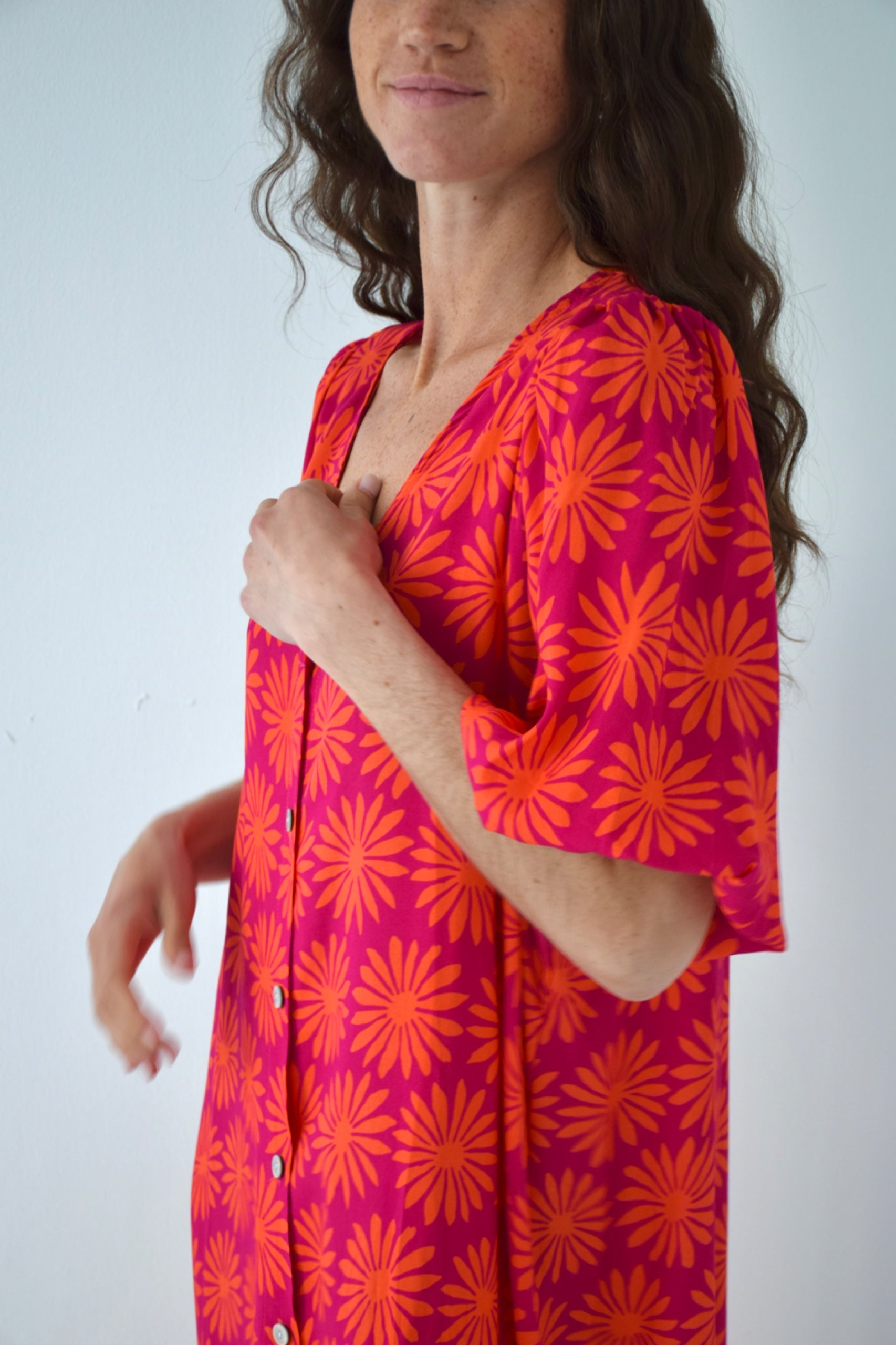 Vestido Mica Flores Rosa