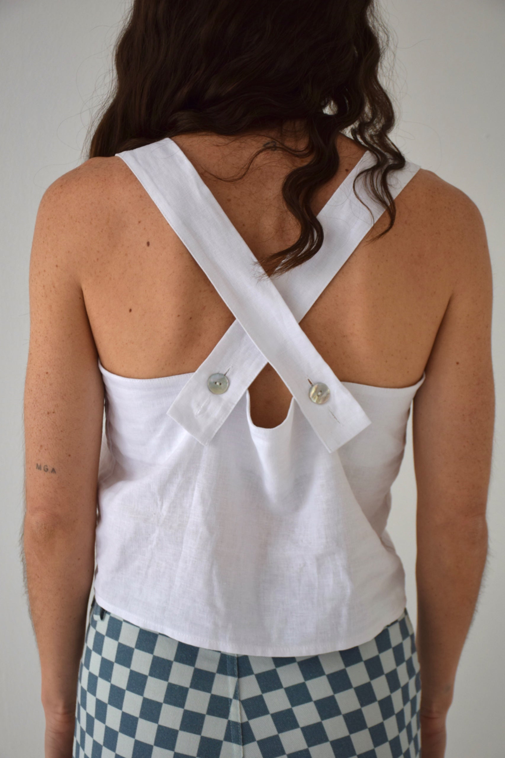 Top Clau Lino Blanco