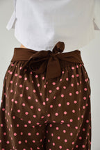 Pantalon Lia Pois Marron Et Rose