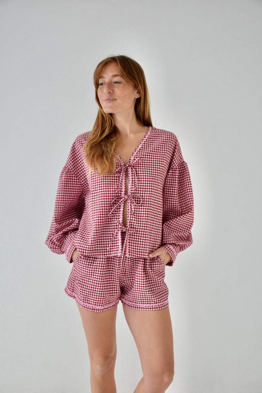Blusa Marta Vichy Burdeos