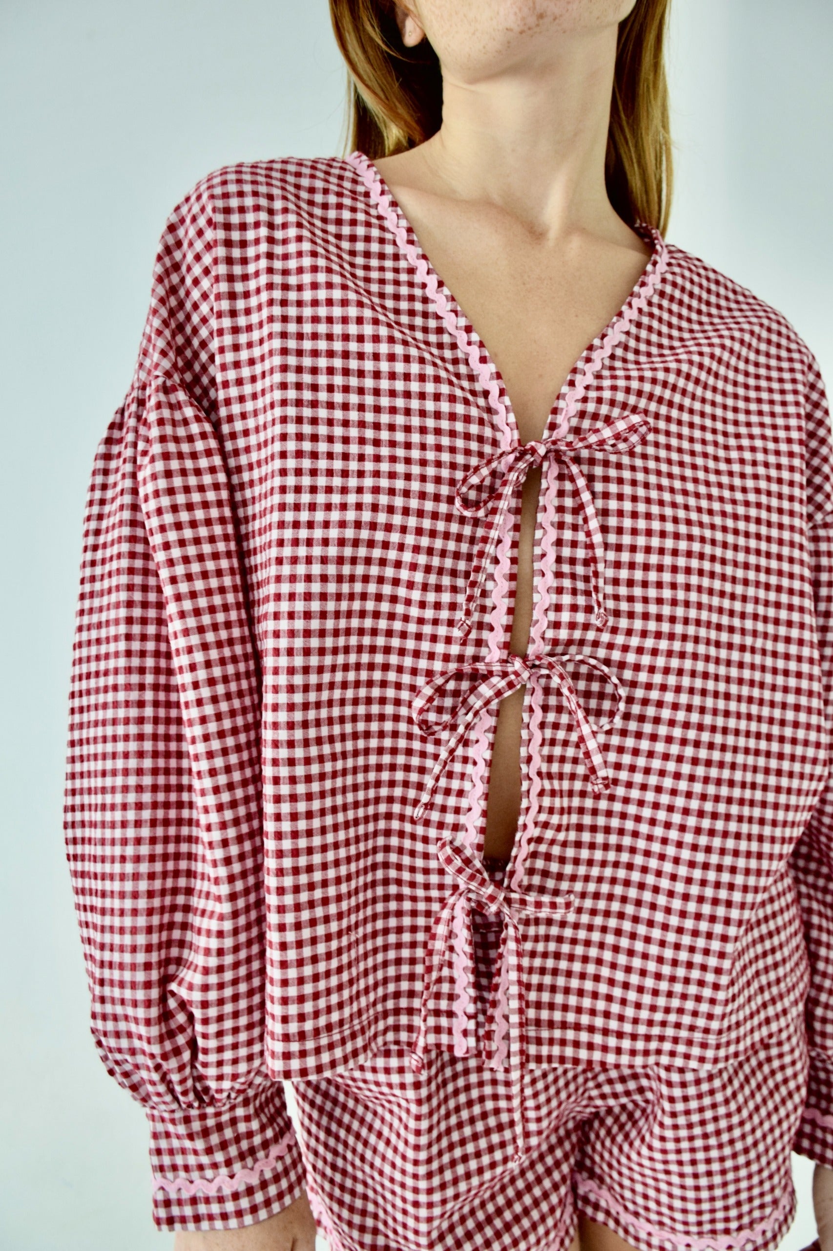 Blusa Marta Vichy Burdeos