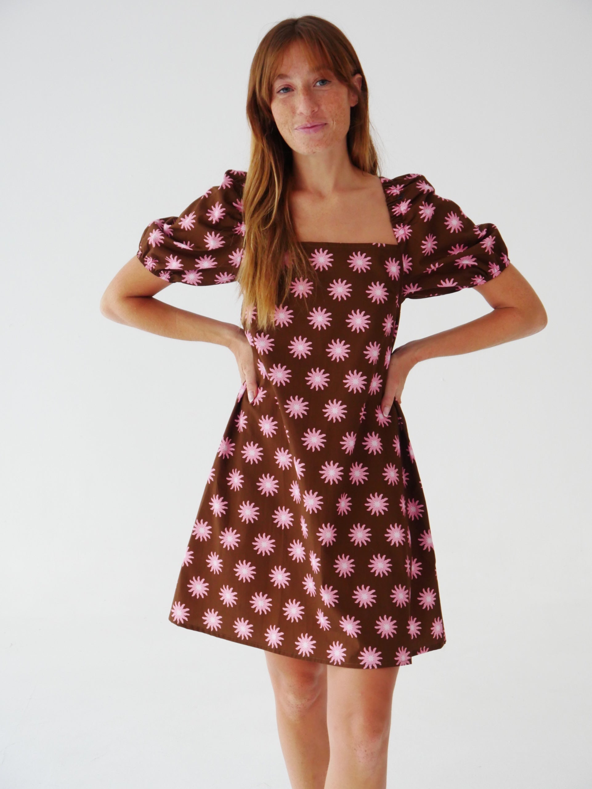 Robe Bruna Sol Marron Et Rose