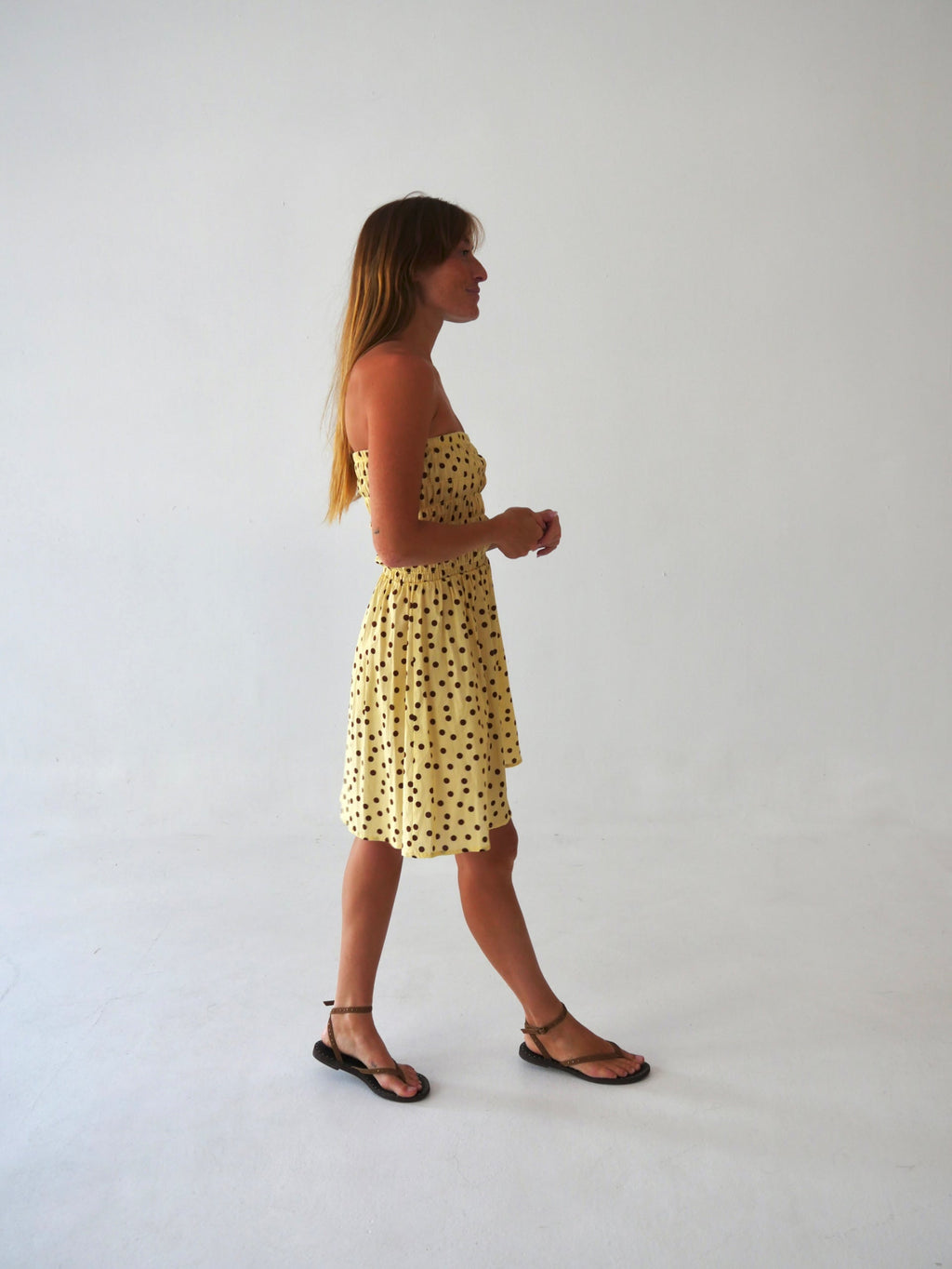 Robe Emily Pois Court Jaune
