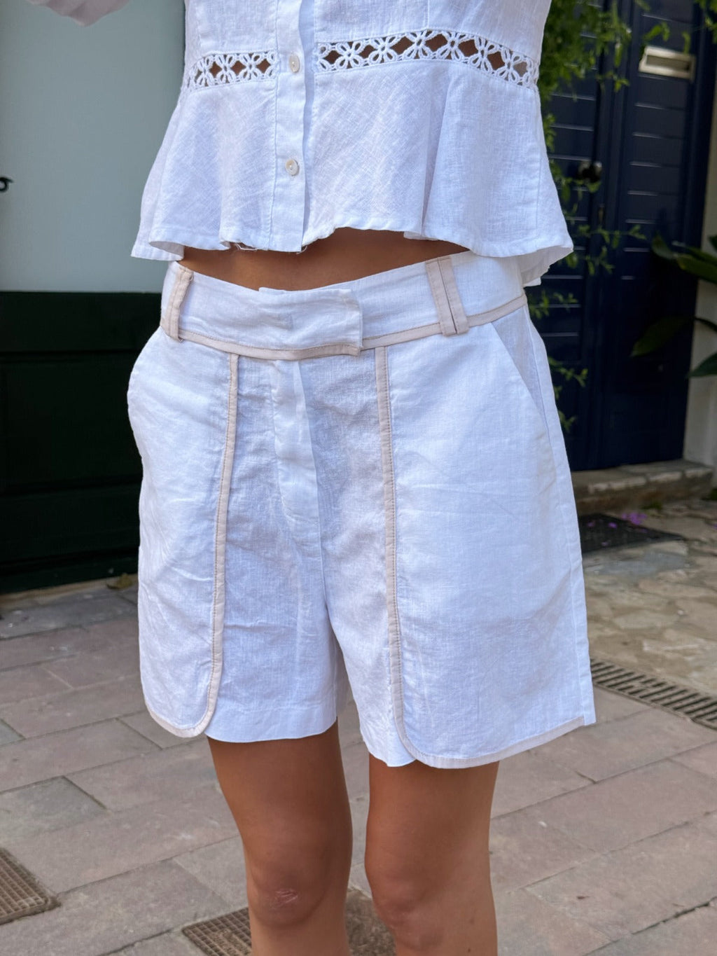 Pantalón Corto Roma Lino Blanco