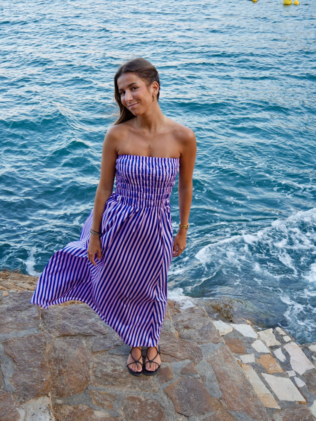 Emily Blue And Pink Striped Dress