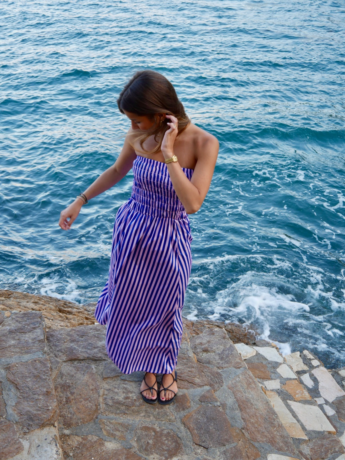 Emily Blue And Pink Striped Dress