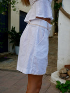Pantalón Corto Roma Lino Blanco