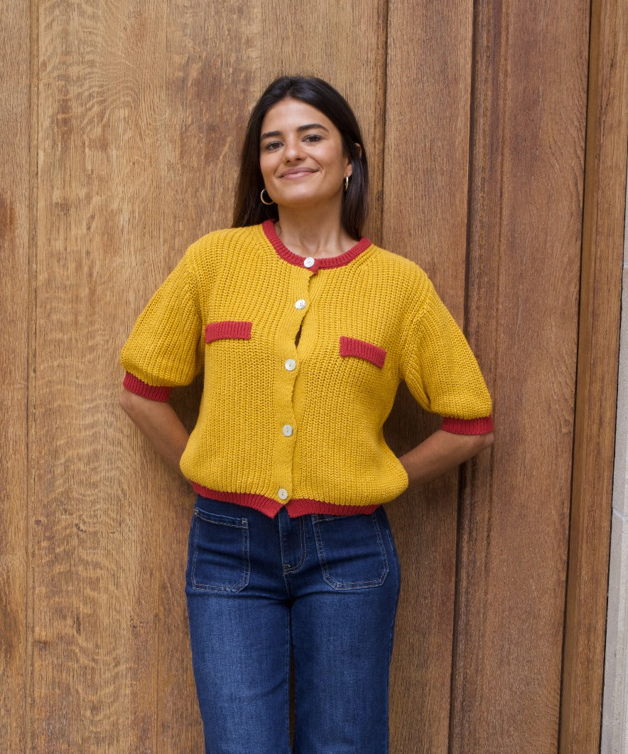 Mia Mustard Cotton Cardigan