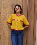 Mia Mustard Cotton Cardigan