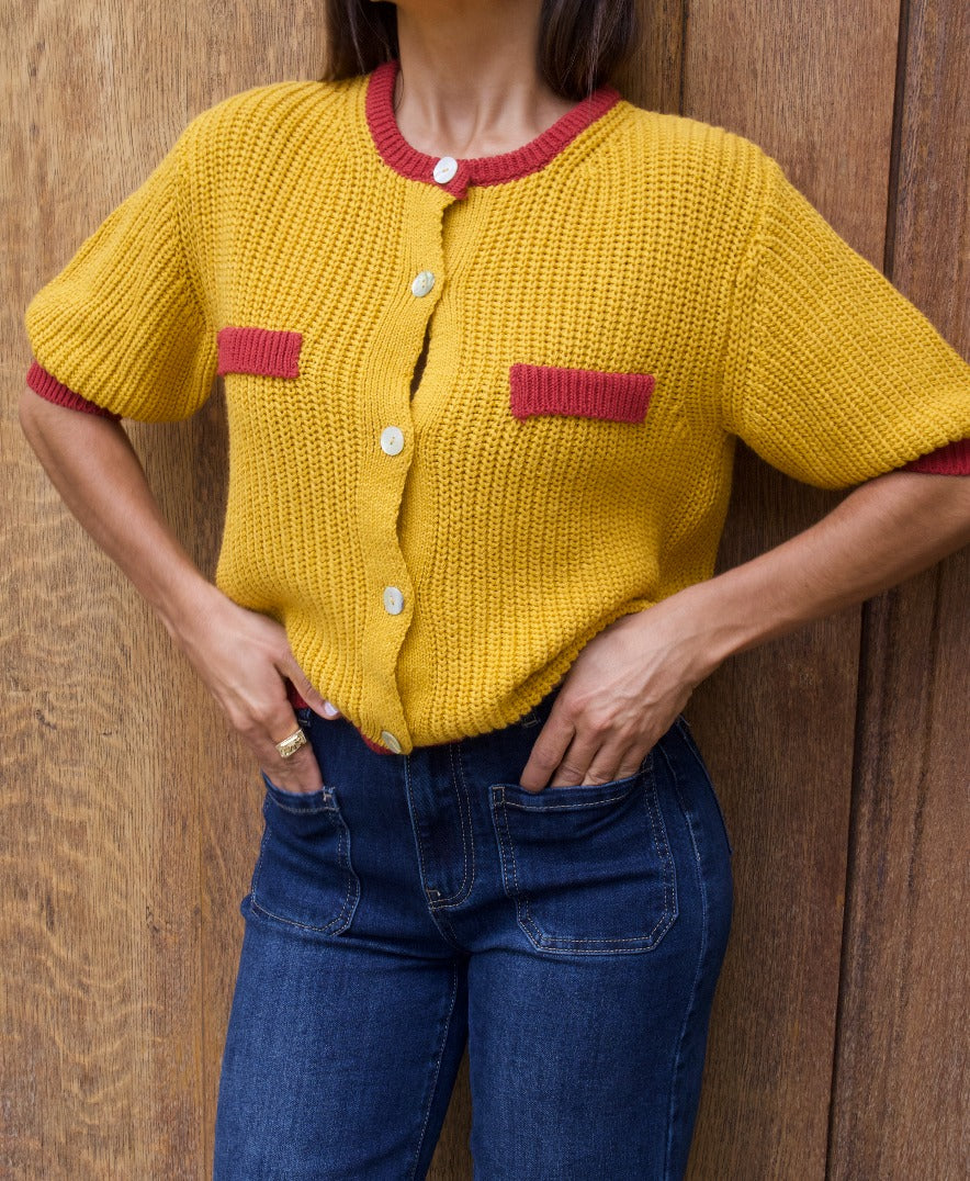 Mia Mustard Cotton Cardigan