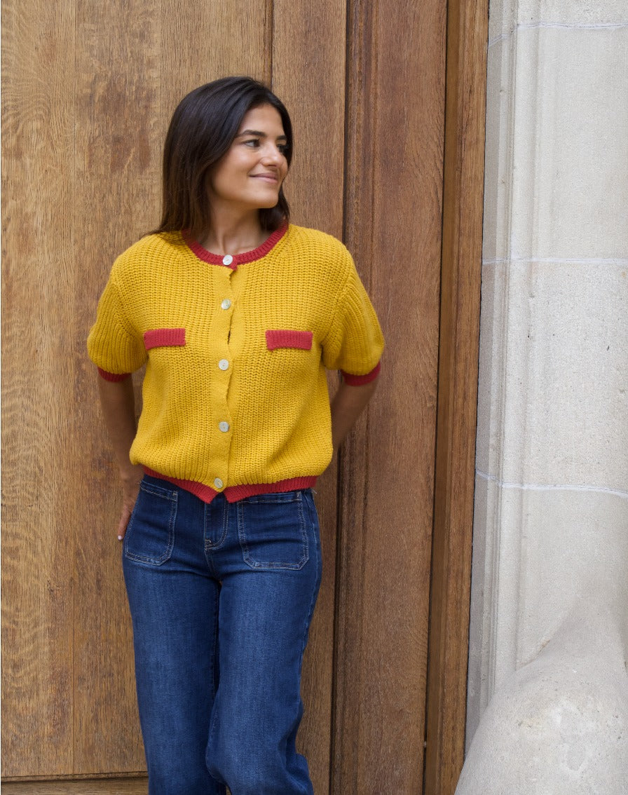 Mia Mustard Cotton Cardigan