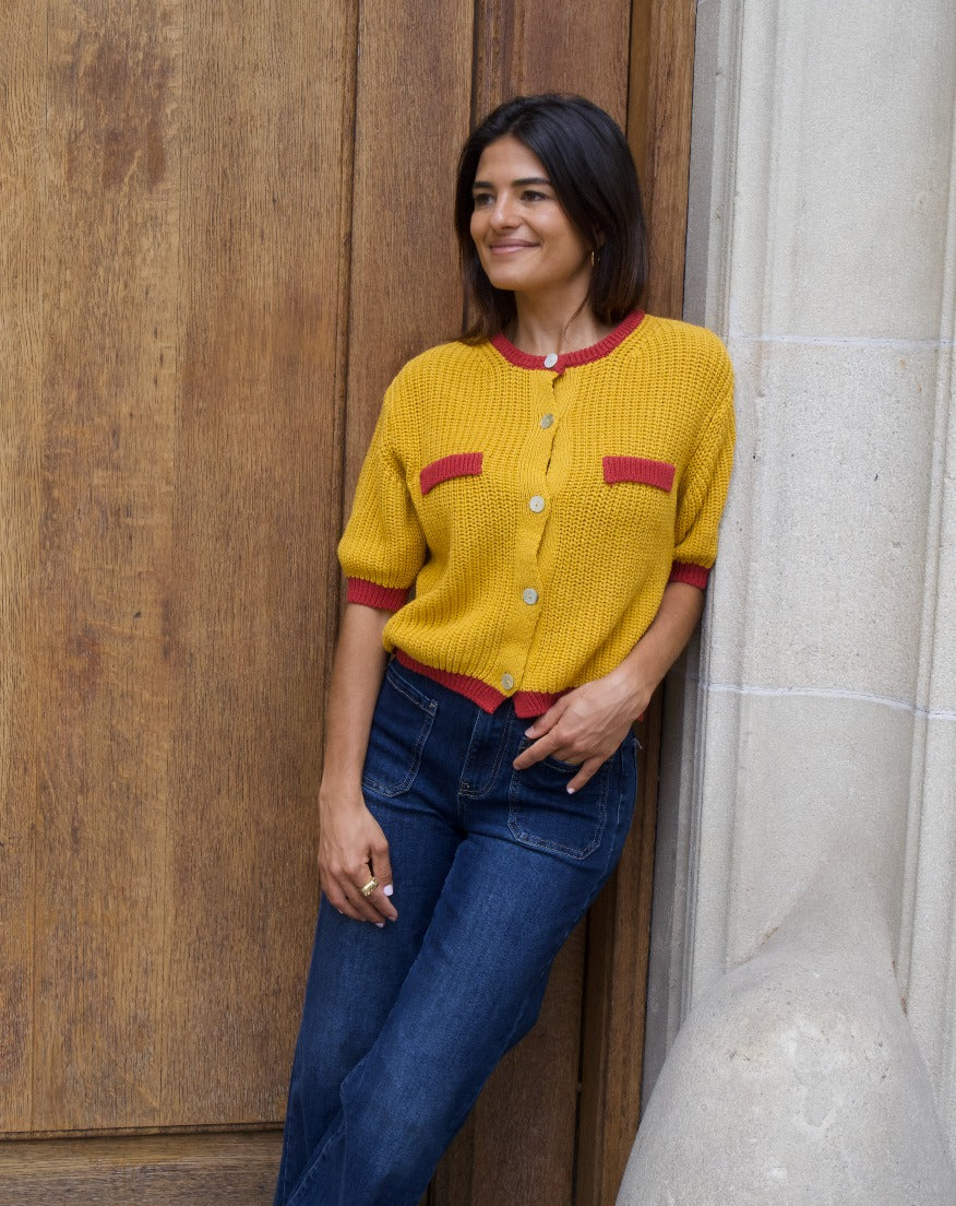 Mia Mustard Cotton Cardigan