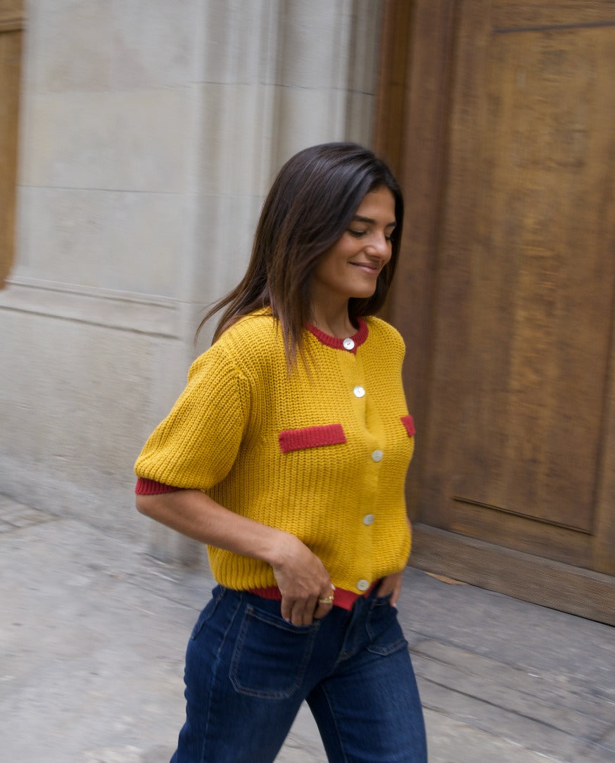 Mia Mustard Cotton Cardigan