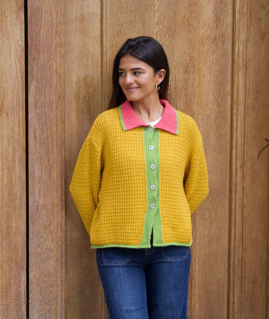 Cardigan Tina Coton Moutarde