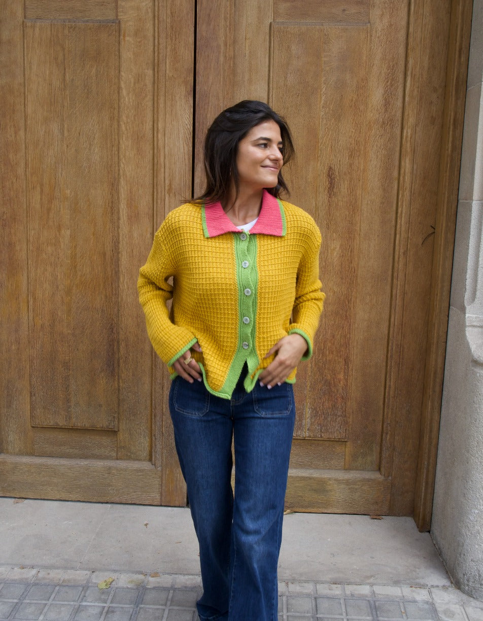 Cardigan Tina Coton Moutarde