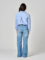 Jeans svasati a vita alta in cotone blu Fauve