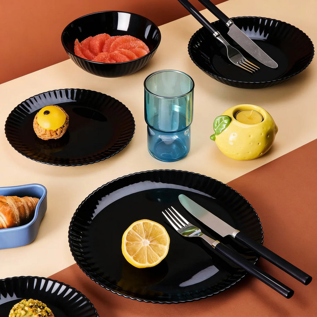 Bloom - 6 Dinner Plates - Black - 25 cm - Luminarc