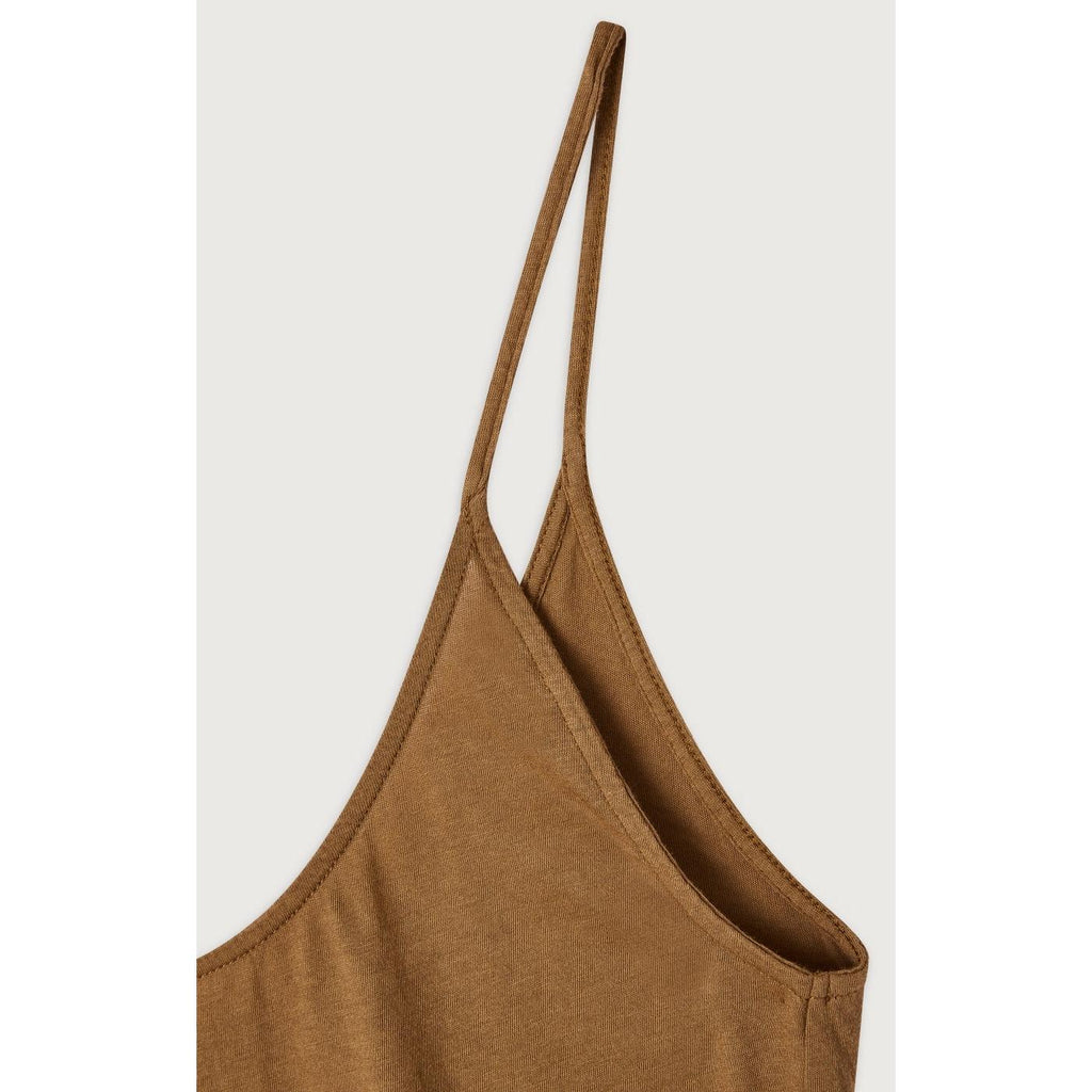 Thin-Strap Round-Neck Vest Top - Mocha - Women