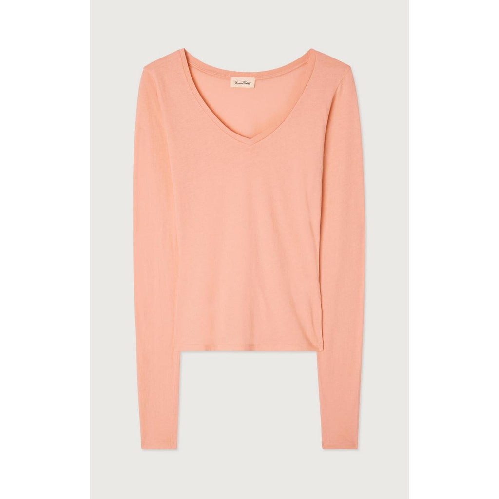 Camiseta Cuello en V - Rosa Flamenco - Mujer