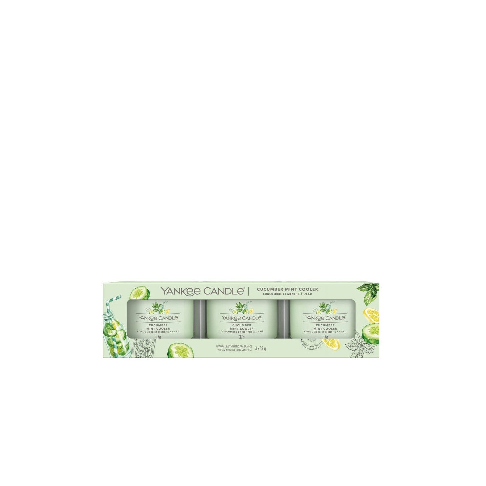 Yankee Candle - 3 Signature Glass Votive Candles - Cucumber & Water Mint