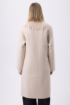 Hommeteau con cuello de flecos Yulia - Beige - Mujer