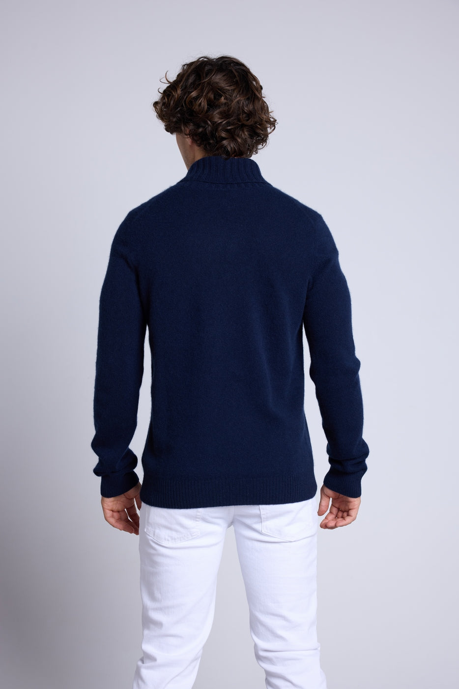 Yves Shawl Collar Jumper - Navy Blue - Men