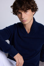 Yves Shawl Collar Jumper - Navy Blue - Men