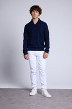 Yves Shawl Collar Jumper - Navy Blue - Men
