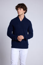 Yves Shawl Collar Jumper - Navy Blue - Men