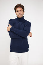 Pull Col Roule Zach - Bleu Marine