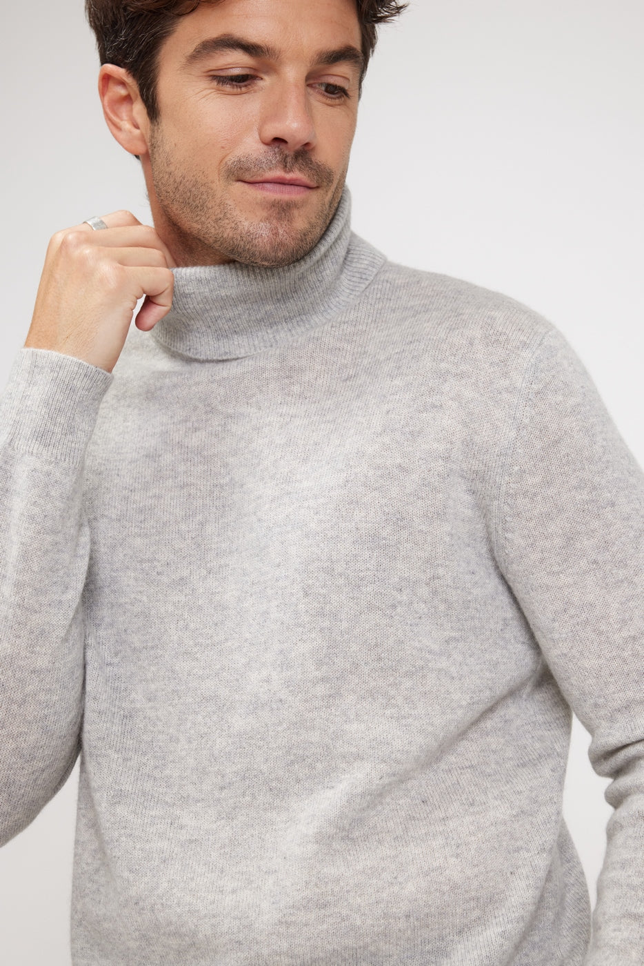 Pull Col Roule Zach - Gris Clair