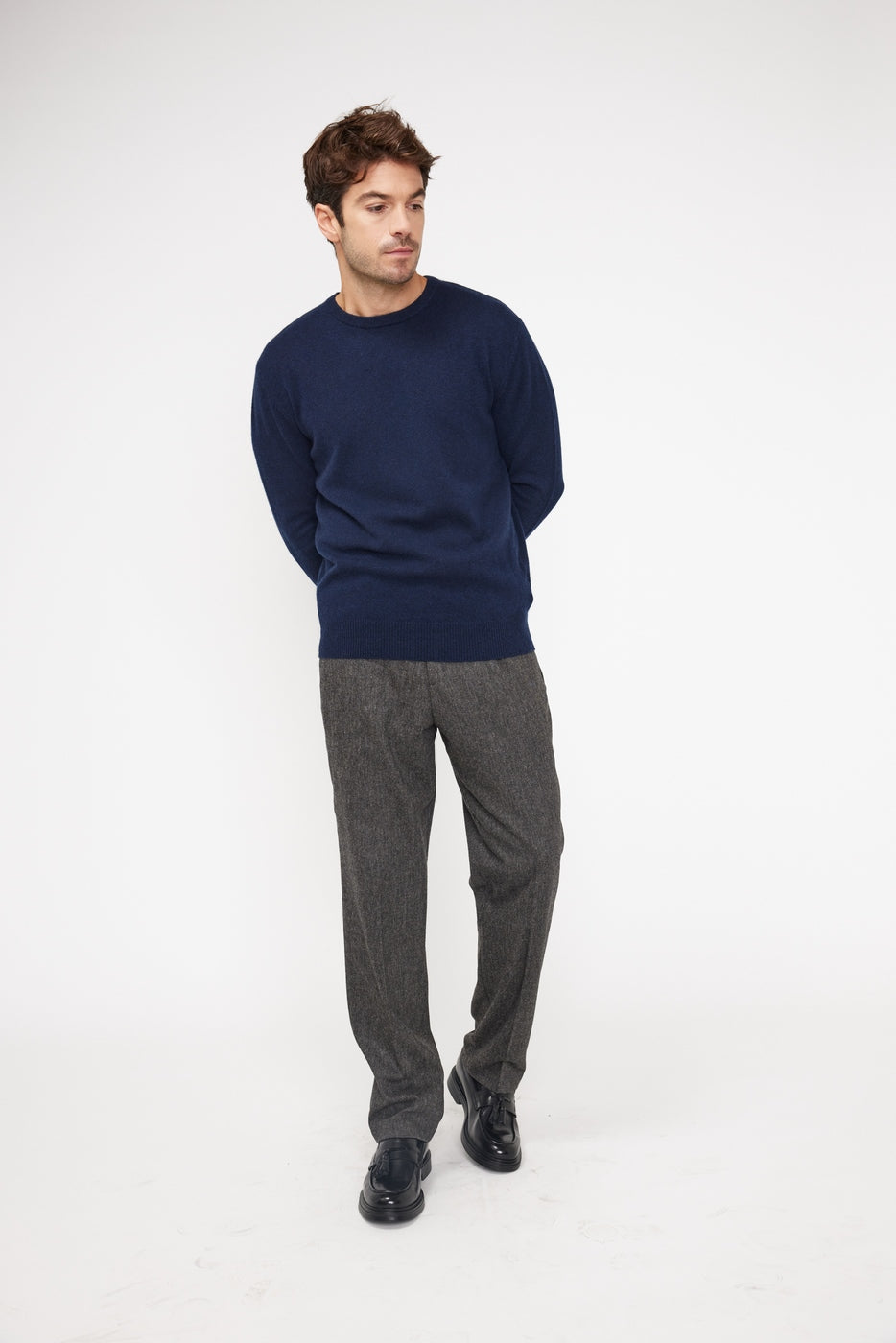 Zach Crew-Neck Jumper - Navy Blue