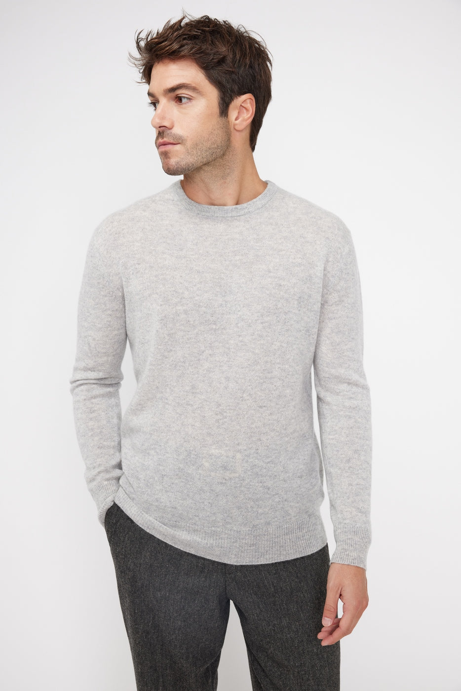 Zach Crew-Neck Jumper - Light Grey