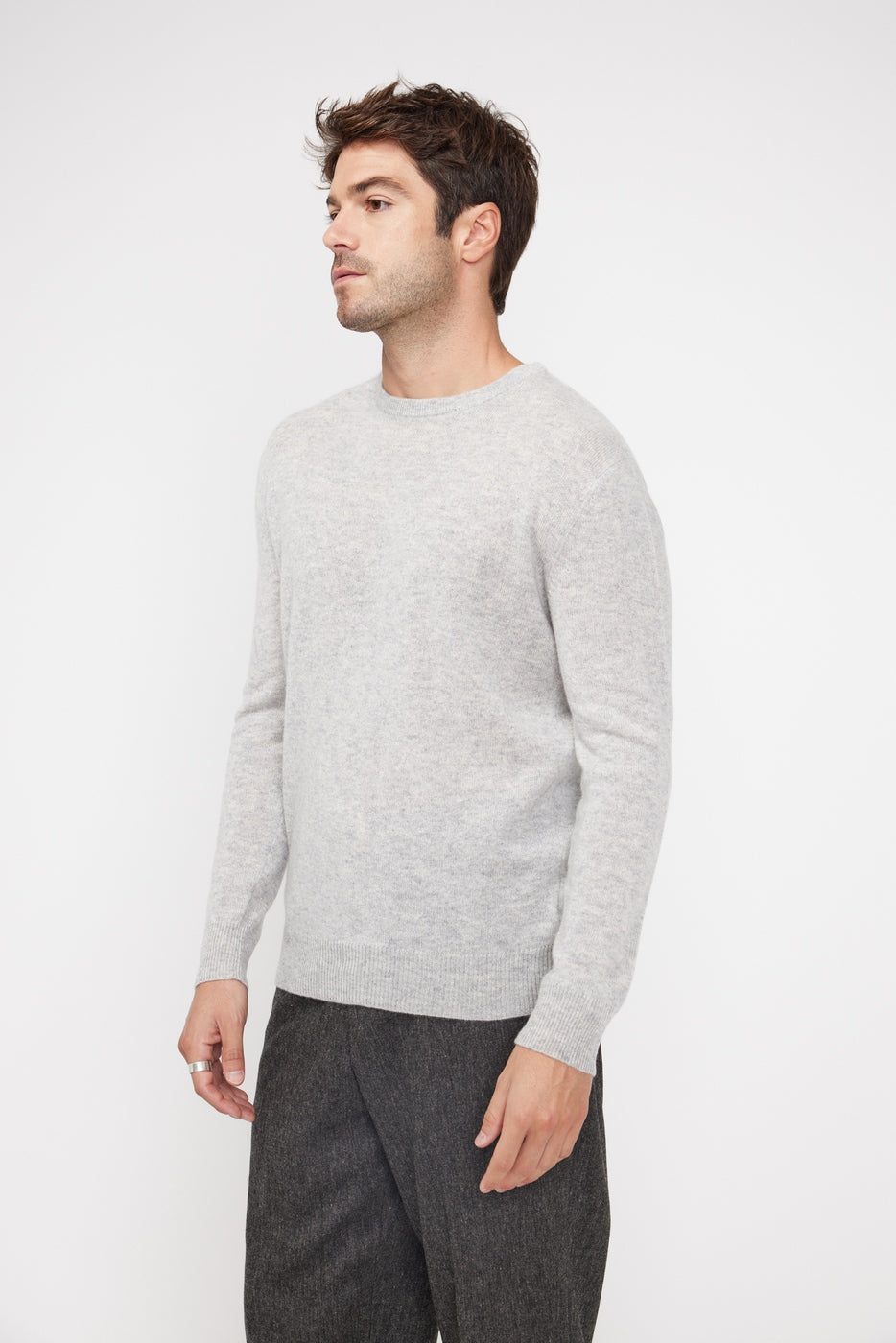 Zach Crew-Neck Jumper - Light Grey