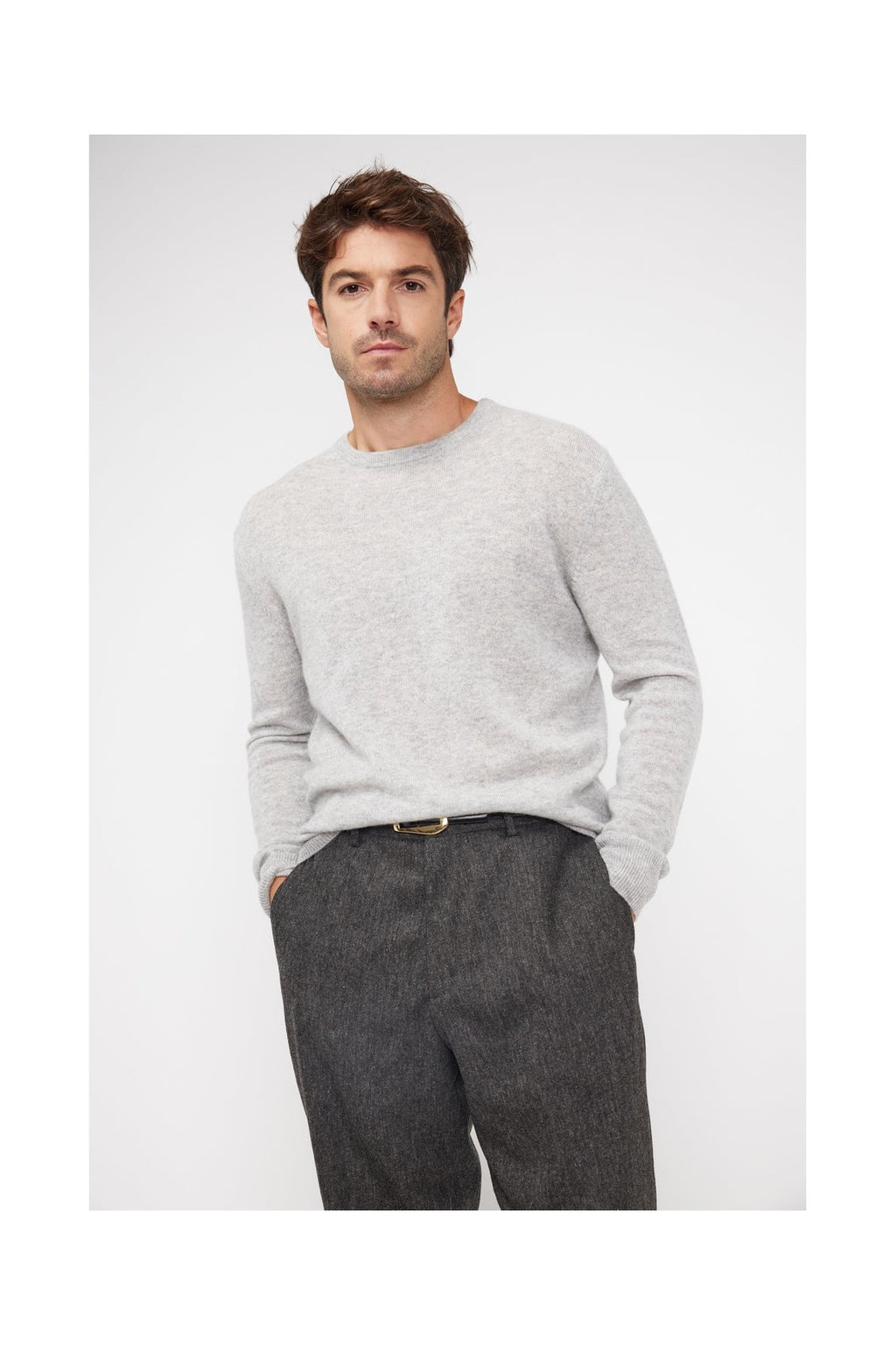 Zach Crew-Neck Jumper - Light Grey