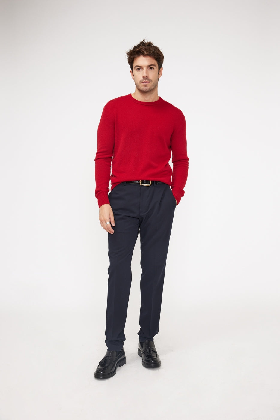 Zach Crew-Neck Jumper - Burgundy Red