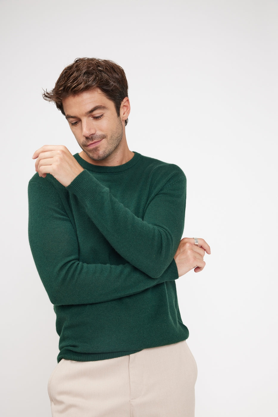 Zach Crew-Neck Jumper - Bottle Green