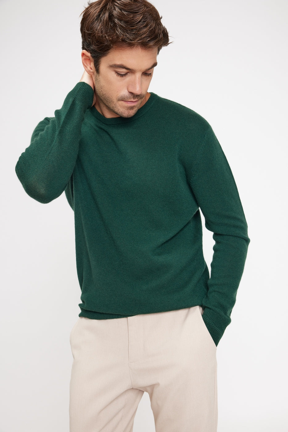 Zach Crew-Neck Jumper - Bottle Green